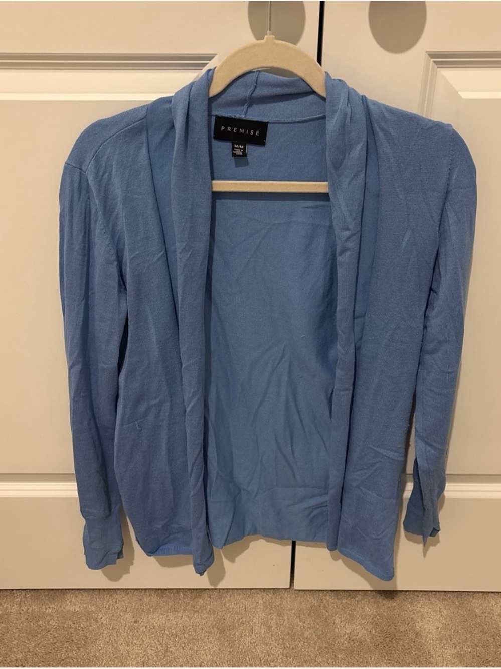 Premise Sky Blue Draped Open Cardigan